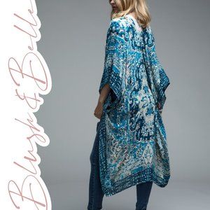 ATHENA Teal Boho Mandala Print Kimono
